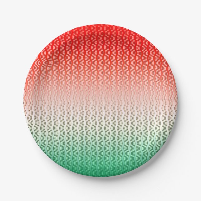 Red Silver Green Paper Plate (Front)