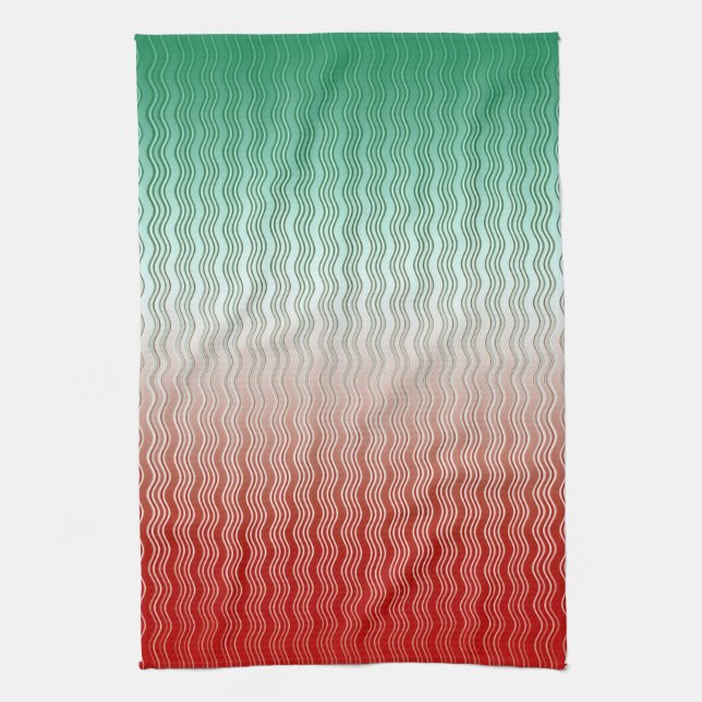 Red Silver Green Tea Towel (Vertical)