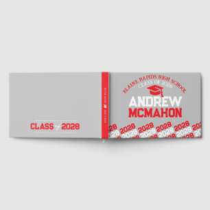 Red & Silver Grey Graduation Personalised Guest Book