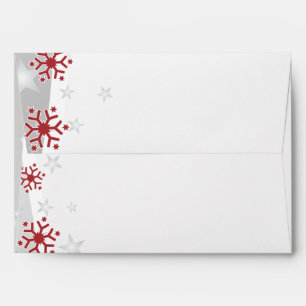 Red silver grey white snowflake wedding envelope
