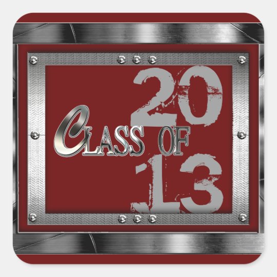 Red/Silver Metal Look Any Year Graduation Stickers