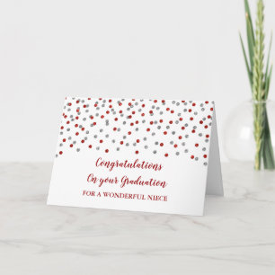 Red Silver Niece Congratulations Graduation Card