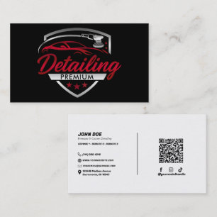 Red & Silver Premium Auto Car Detailing Body Shop  Business Card