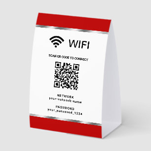 Red Silver QR Code Wifi Network and Password