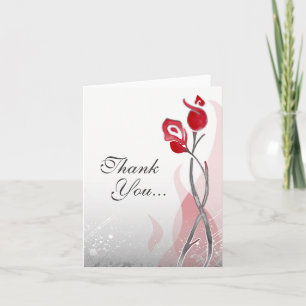 Red Silver Roses Fire & Ice Custom Thank You Cards