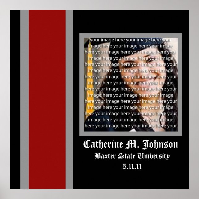 Red & Silver School Graduation Frame Wall Art (Front)