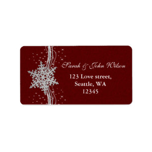red Silver Snowflakes Winter address label