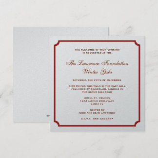 Red silver square frame corporate holiday formal invitation