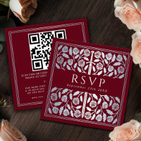 Red Silver Sword Royal Wedding RSVP QR Code