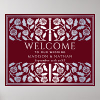 Red Silver Sword Royal Wedding Welcome Sign