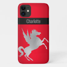 RED SILVER UNICORN IPHONE COVER customisable