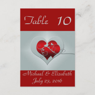 Red/Silver Wedding Table Numbers