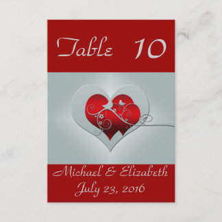 Red/Silver Wedding Table Numbers