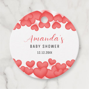 Red Simple A Little Sweetheart Baby Shower  Favour Tags