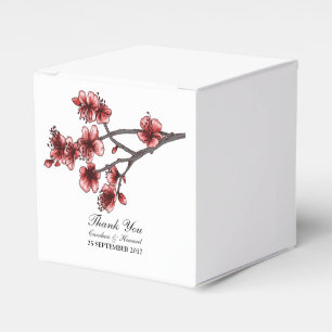 Red Simple Cherry Blossoms Favour Boxes
