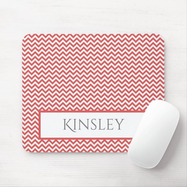 Red Simple Chevron Personalised Mouse Pad (With Mouse)