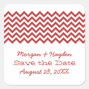 Red Simple Chevron Save the Date Stickers