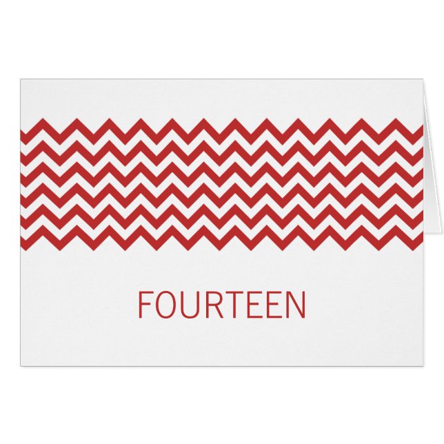 Red Simple Chevron Table Number Card (Front Horizontal)