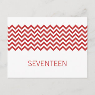 Red Simple Chevron Table Number Postcard