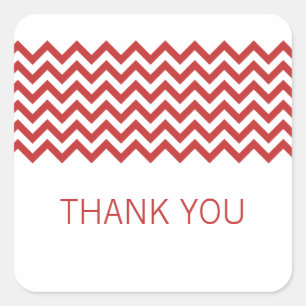 Red Simple Chevron Thank You Stickers