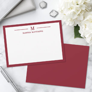 Red Simple Classic Personalised Stationery Card