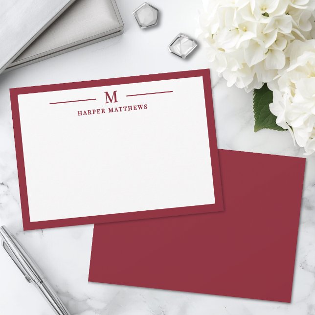 Red Simple Classic Personalised Stationery Card (Red Simple Classic Personalized Stationery Note Card)