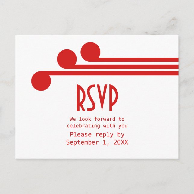 Red Simple Deco Chic RSVP Postcard (Front)