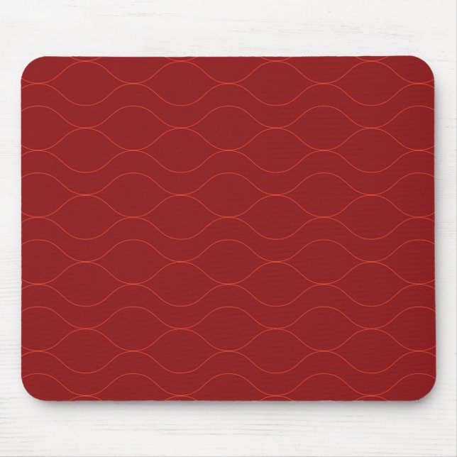 Red, simple, elegant, cool wave abstraction art mouse mat (Front)
