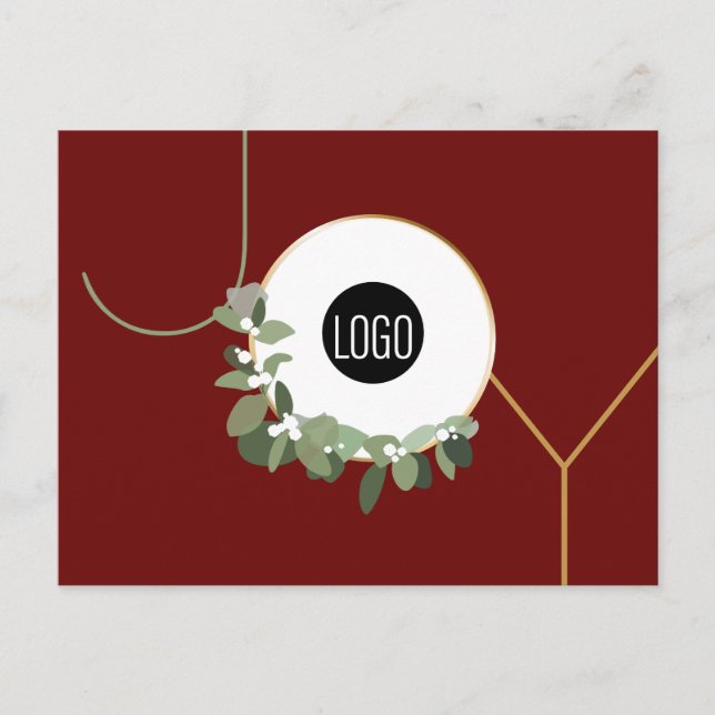 Red Simple Joy Customisable Business logo Holiday Postcard (Front)