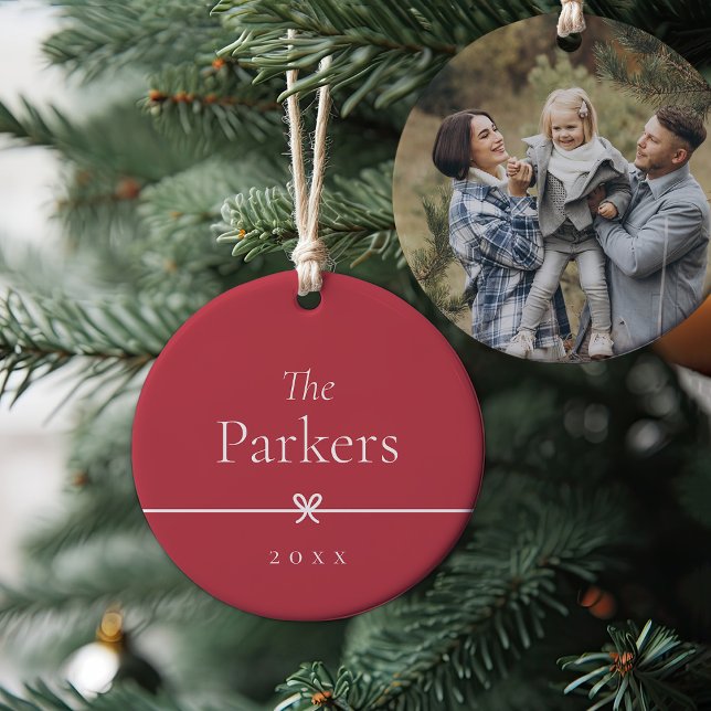 Red | Simple Minimal Bow Photo Ceramic Tree Decoration (Creator Uploaded)