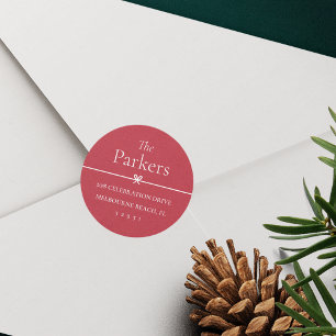 Red Simple Minimal Bow Return Address Sticker