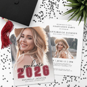 Red Simple Photo Graduation Invitation
