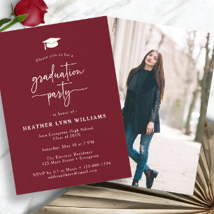 Red Simple Photo Graduation Invitation