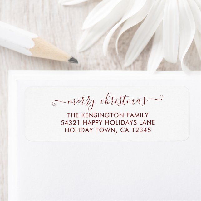 Red Simple Script Merry Christmas Return Address (Insitu)