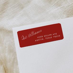 Red Simple Script Name Return Address Labels