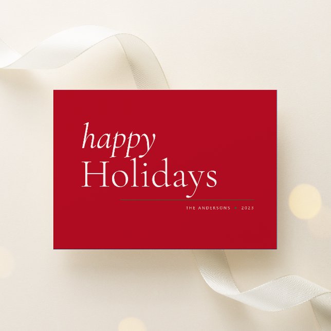 Red Simple Serif Happy Holiday Card (Creator Uploaded)