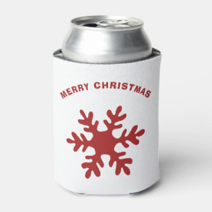 Red Simple Snowflake Merry Christmas Can Cooler