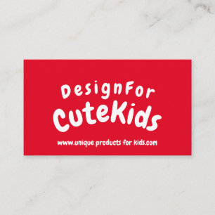 Red Simple Typography Kids Play Business Card