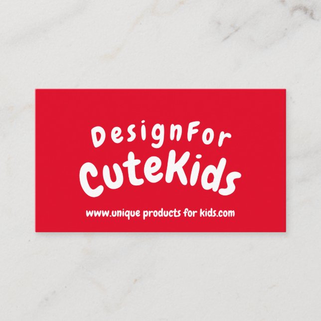 Red Simple Typography Kids Play Business Card (Front)
