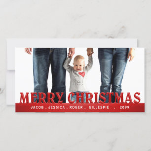 Red Simplicity Merry Christmas Family Photo Holiday Card