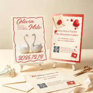 Red simplicity wedding invitation