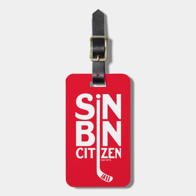 Red Sin Bin Citizen Hockey Bag Luggage Tag (Front Vertical)