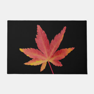 Red single autumn leaf doormat