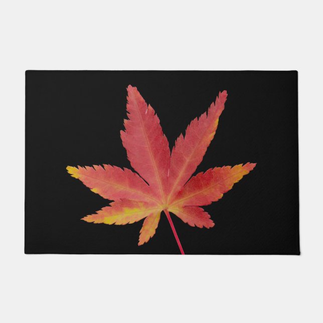 Red single autumn leaf doormat (Front)