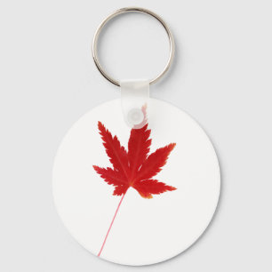 Red single autumn leaf key ring