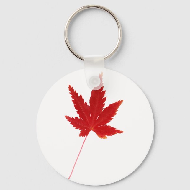 Red single autumn leaf key ring (Front)