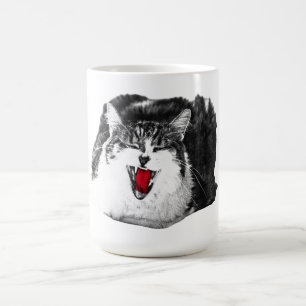 Red Sip, Gray Cat Coffee Mug