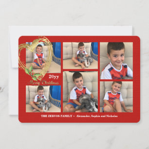 Red Six Photo Collage Holiday Card