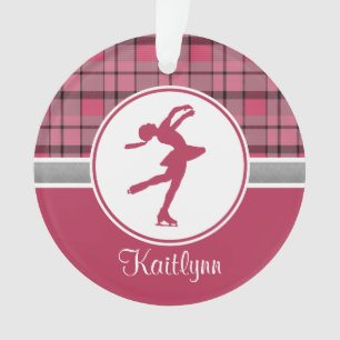 Red Skating Sweetheart Plaid Ornament