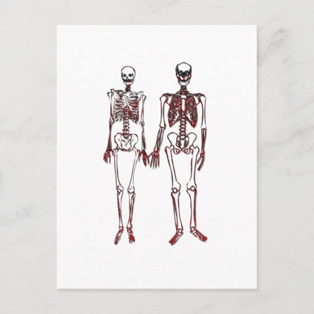 Red Skeleton Couple Postcard (Front)